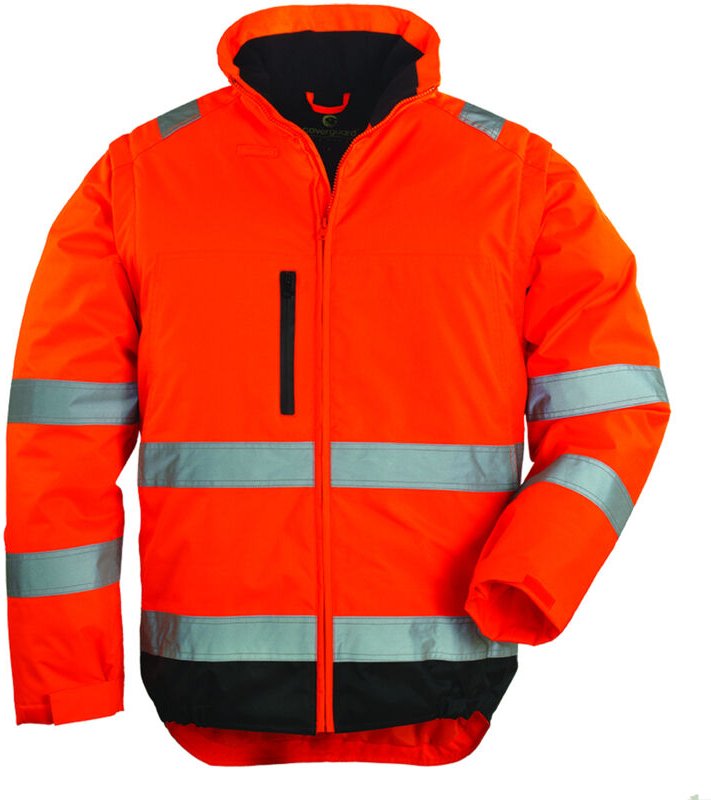 2-in-1 Hochsichtbarkeits-Arbeitsjacke HI-WAY – Neonorange 3XL – 60/62
