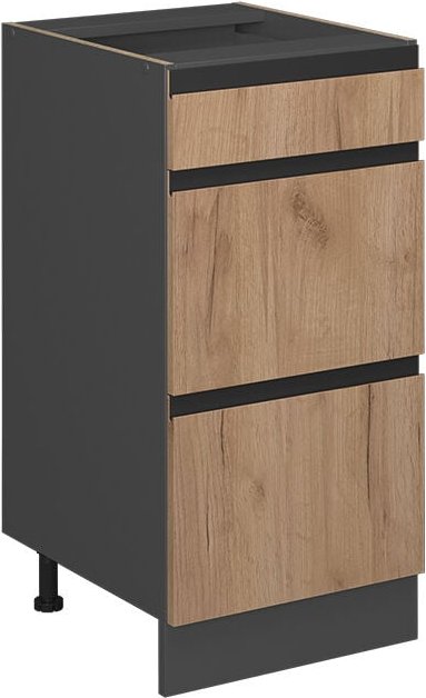 Küchenunterschrank R-Line, Goldkraft Eiche, 40 cm J-Shape, mit Schubladen, ohne Arbeitsplatte Vicco