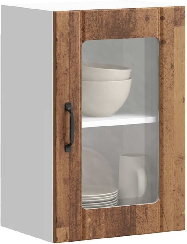 Küchen-Hängeschrank mit Glastür Lucca Altholz-Optik Vidaxl