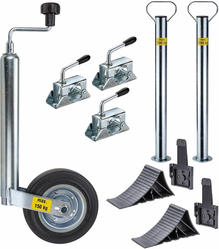 Dema - pkw Anhänger Hänger Henger Zubehör Paket 10tlg Set Stütze Unterlegkeile Stützrad