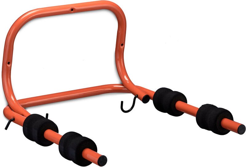 Relaxdays - Fahrrad Wandhalterung, 2 Räder, bis 30kg, klappbar, hbt 28 x 47,5 x 51 cm, Fahrradaufhängung Wand, rot/schwa...