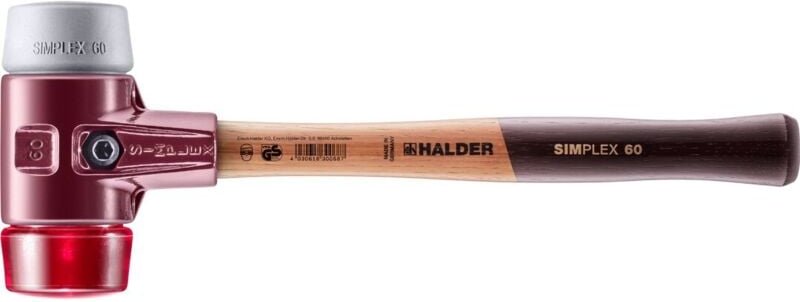 SIMPLEX-Schonhammer, TPE-mid / Plastik mit Tempergussgehäuse und hochwertigem Holzstiel D=60 mm 3036.060