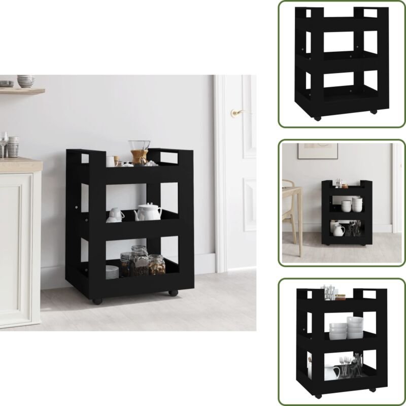 Küchenwagen Schwarz 60x45x80 cm Holzwerkstoff - Küchenwagen - Kücheninsel - Küchenregale - Holzwerkstoff Möbel - Schwarz...