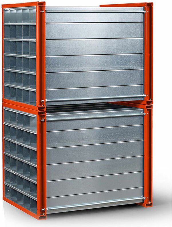 RR Industrietechnik Wabenregal RWR-20/1 1000x1000x1000mm mit 20 Fächern RAL 2004 Reinorange