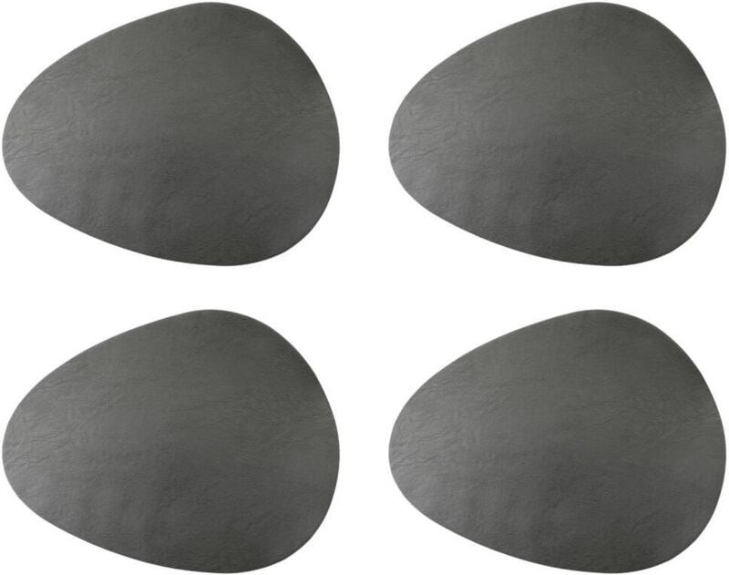 Mikasa Tischsets de Pebble Shaped Synthetic Leather, Set de 4 Grey Dining Placemats, 38cm x 30cm Table Protectors de