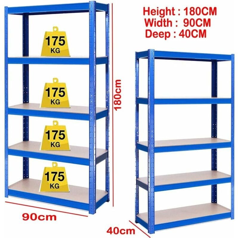 180cm x 90cm x 40cm Schwerlastregal Lagerregal Steckregal Werkstattregal Kellerregal Regalsystem Neu