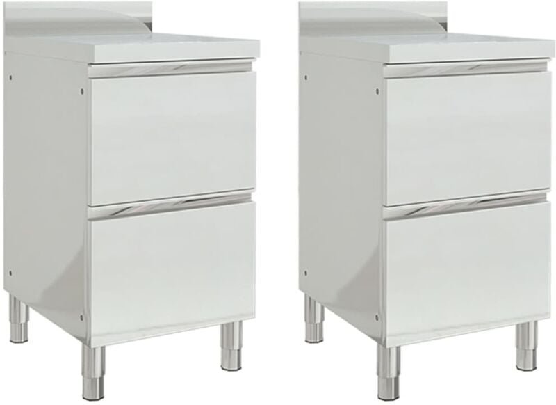 Gastro-Küchenschränke mit 2 Schubladen 2 Stk. Edelstahl - Vidaxl