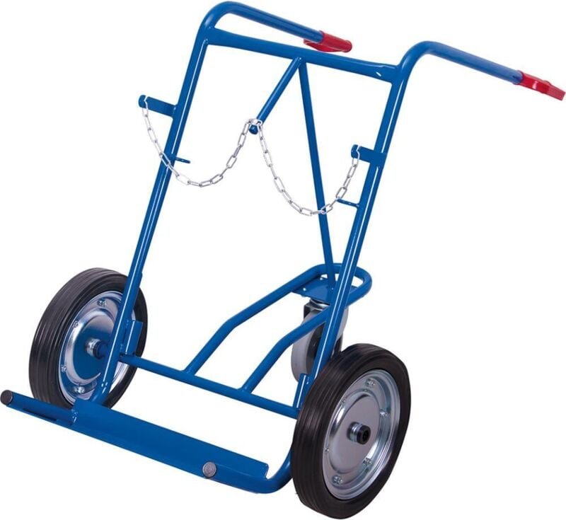 VARIOfit Stahlflaschenkarre 200kg Traglast für 2 Flaschen a 40-50 Liter mit Stützrad Vollgummibereifung