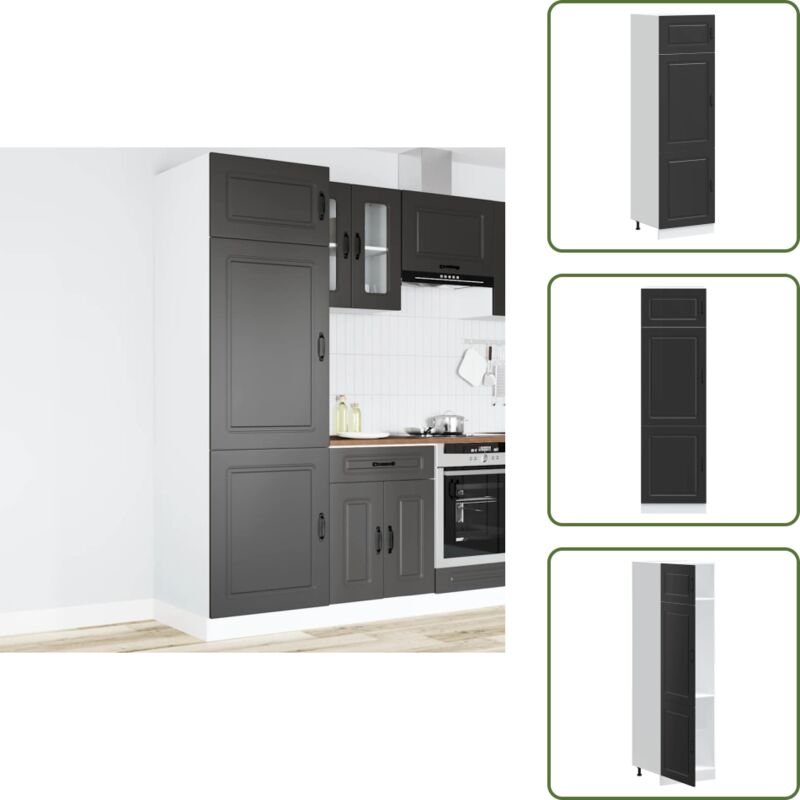 Küchenschrank Kalmar Schwarz Holzwerkstoff - Küchenschrank - Küchenschränke - Küchenschrank Weiß - Hoher Küchenschrank