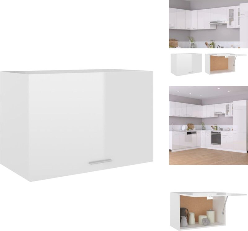 Hängeschrank Hochglanz-Weiß 60x31x40 cm Holzwerkstoff - Küchenregal - Hängeschrank - Weißer Schrank - Holzschrank - Wohn...