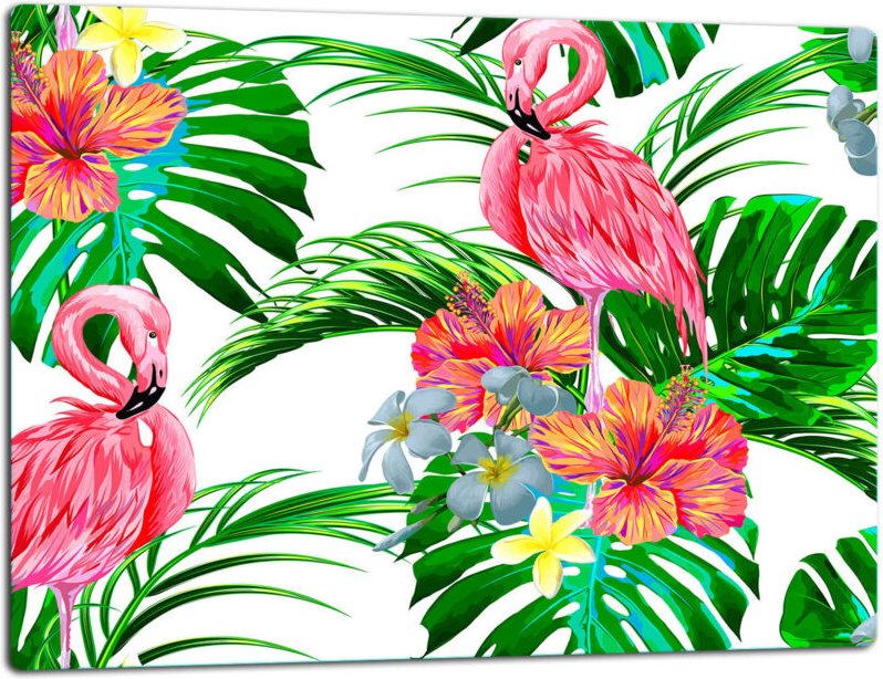 Glasschild Schneidebrett 52x40 Flamingo