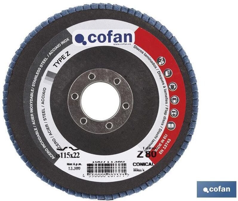 Laminierte Scheibe 115 mm. - 120 INOX-Korn