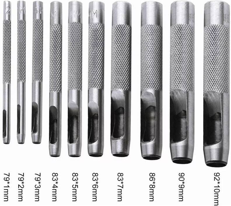 10-teiliges Stanzwerkzeug/Lochstanzwerkzeug/Lochstanzer – Hohlstanzer zum Bohren von Löchern – Gürtel/Leder/Kork/Stoff/U...