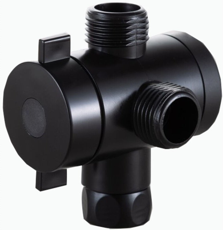 3-Wege-Duschumsteller, verstellbarer Duschkopf, T-Adapter, Badarmatur, Umstellanschluss, Badezimmerzubehör (schwarz) - S...