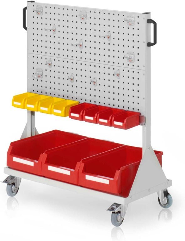 Kappes RasterMobil® mobiler Arbeitsplatzschrank Größe 3 1230x1000x500mm - 4x Lochplatte - 28-teilig - lichtgrau