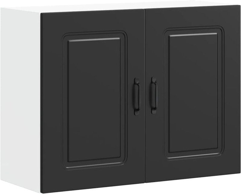 Küchen-Hängeschrank Kalmar Schwarz Holzwerkstoff Vidaxl