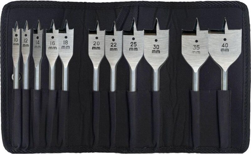 Flachfräsbohrersatz Quick 11-tlg. Rolltasche Heller