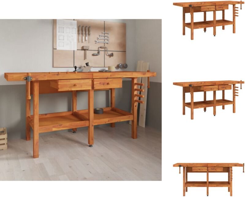 Vidaxl - Werkbänke - Living Werkbank mit Schubladen Schraubstöcken 192x62x83 cm Akazienholz - Braun