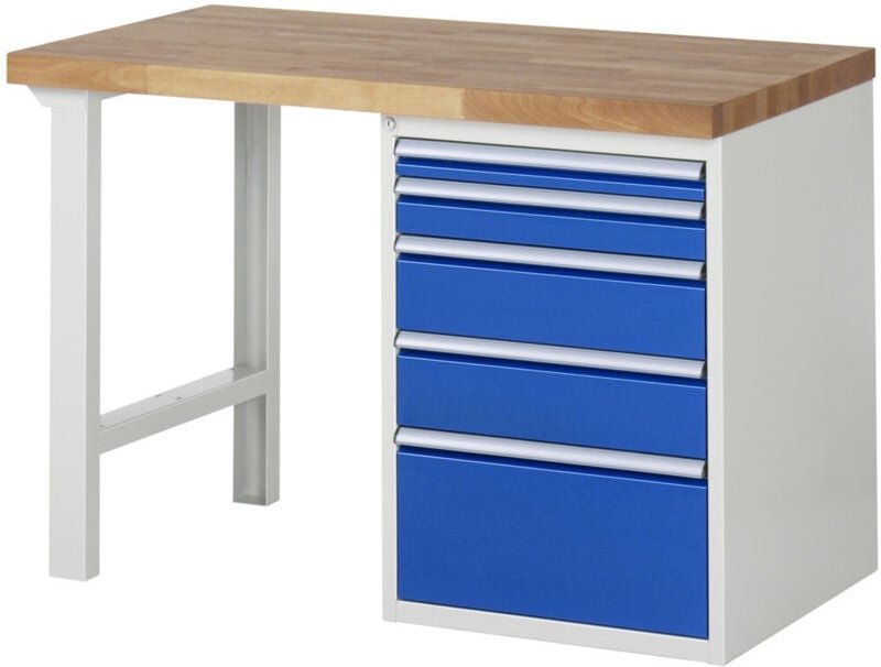 Rau Werkbank Modell 7511 mit 5 Schubladen BxTxH 1250x700x840mm