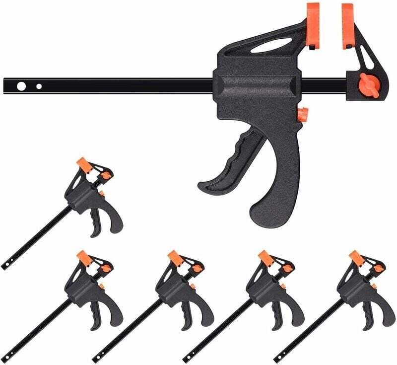 Ahlsen Stangenklemmen, 6 Stück, 4-Zoll-Schnellspannklemme für die Holzbearbeitung, Einhandbedienung, Ratschenstangenklem...