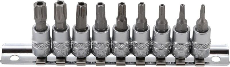 Bgs Technic - Bit-Einsatz-Satz Antrieb Innenvierkant 6,3 mm (1/4') T-Profil (für Torx) mit Bohrung T10 - T50 9-tlg.