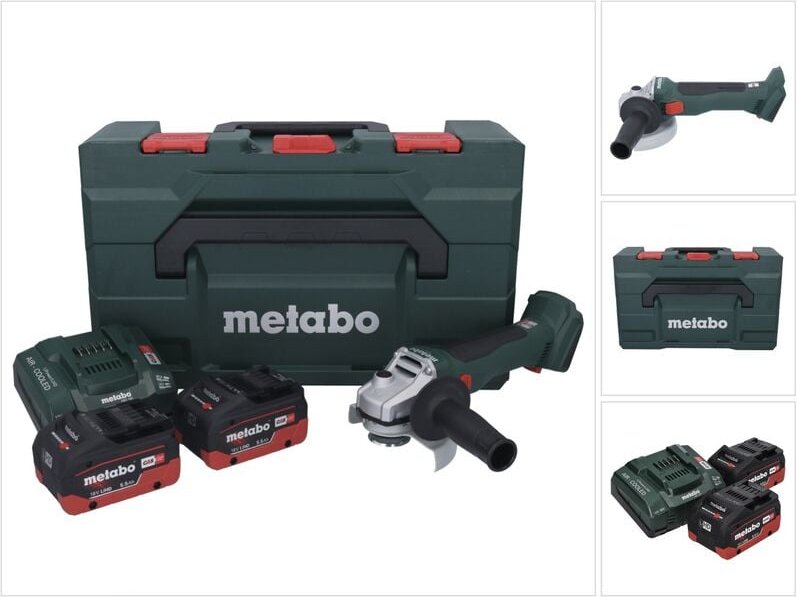 Metabo W 18 L BL 9-125 Akku Winkelschleifer 18 V 125 mm Brushless + 2x Akku 5,5 Ah + Ladegerät + metaBOX