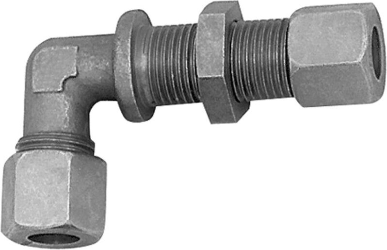 Winkel-Schottverschraubung, Rohr-Außen-Ø 15 mm, Stahl verzinkt - Riegler