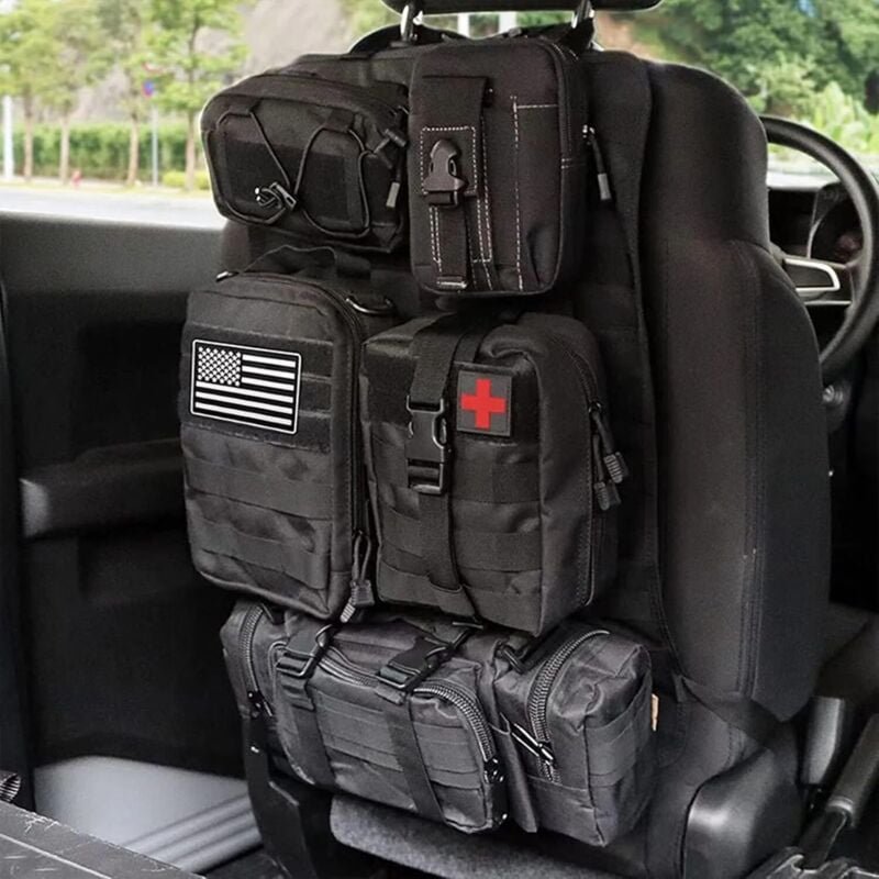 Thumbnail - Universeller taktischer Autositz-Rücken-Organizer, hängendes Molle-Panel mit 5 verschiedenen abnehmbaren Molle-Taschen f...