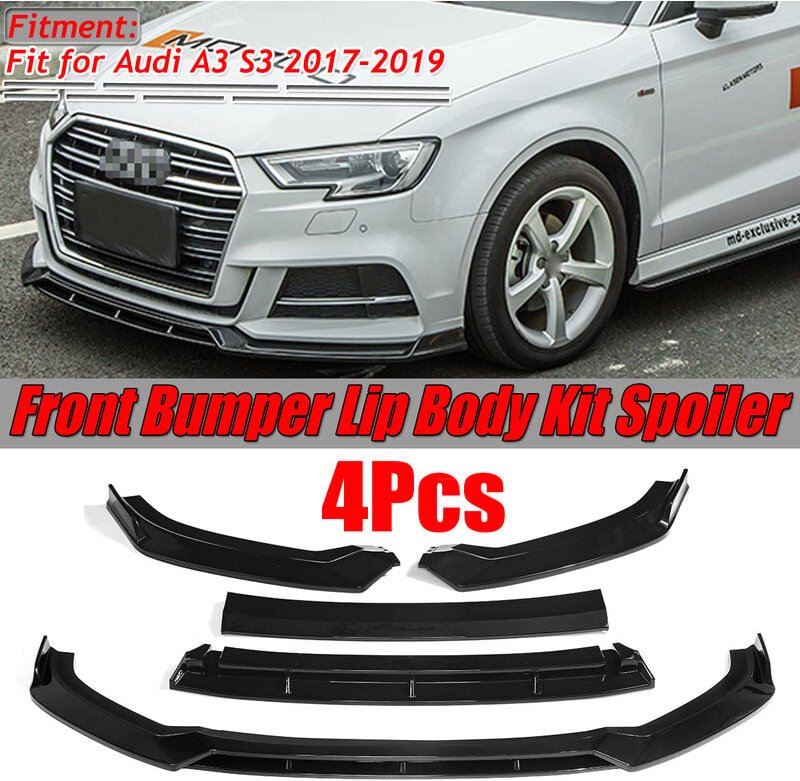 Insma - Glänzender vorderer unterer Stoßfänger-Lippen-Körpersatz, Spoiler-Splitter für Audi A3 S3 2 Fantablau