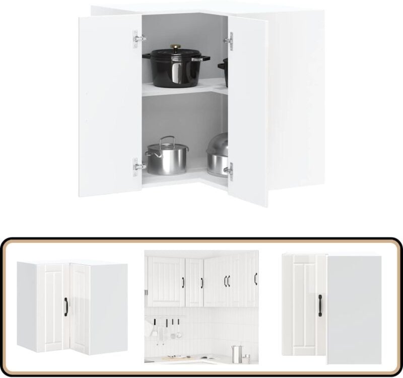 Küchen-Eckhängeschrank Lucca Hochglanz-Weiß Holzwerkstoff - Vidaxl