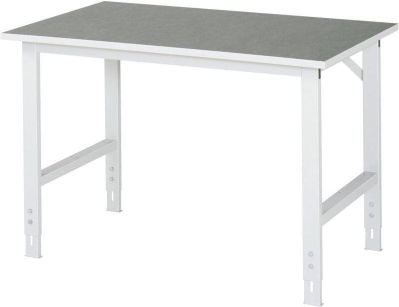 Arbeitstisch Tom BxTxH 1250x800x760-1080mm, Linoleum Arbeitsplatte - RAU
