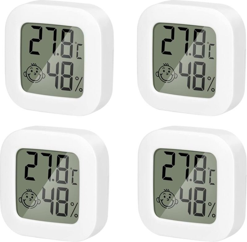 Thumbnail - Jalleria - 4er-Pack Innenthermometer, Mini-LCD-Thermometer, Hygrometer, hochpräziser Temperatur-Hygrometer-Monitor mit k...
