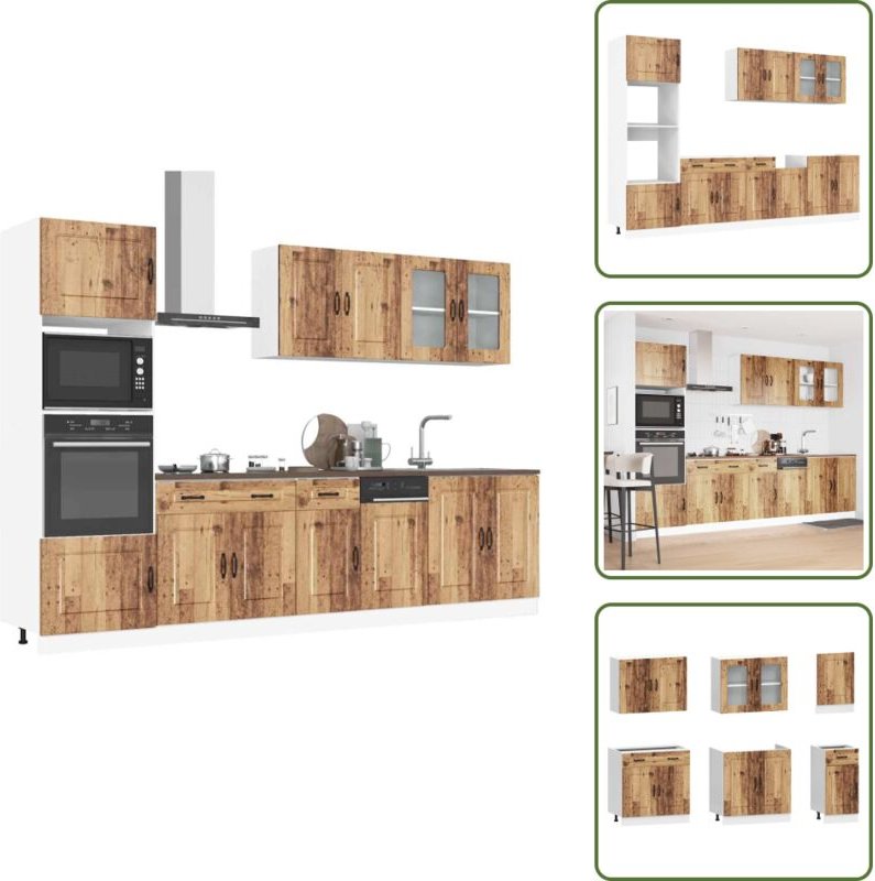 The Living Store - vidaXL 7-tlg. Küchenschrank-Set Kalmar Altholz-Optik Holzwerkstoff