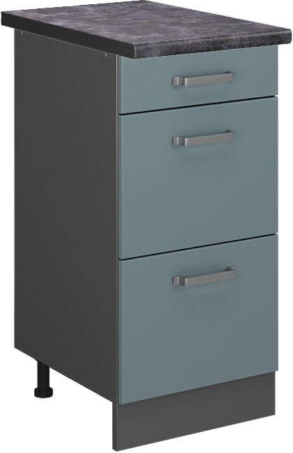 Vicco - Küchenunterschrank R-Line, Blau-Grau, 40 cm mit Schubladen, ap Anthrazit