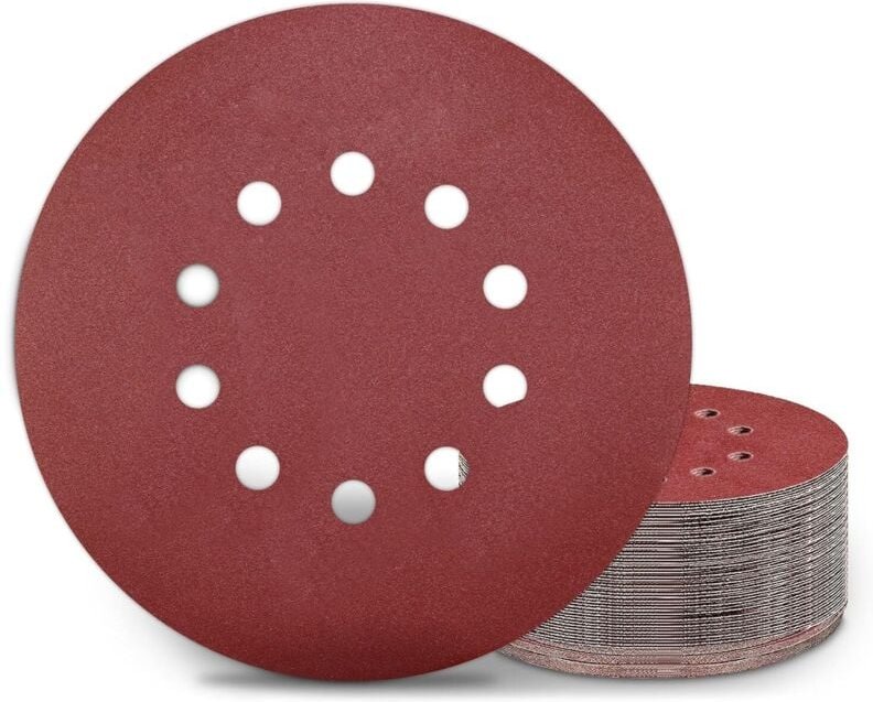 225-mm-Schleifscheiben, 25 Stück P240-Körnung, runde Schleifpads mit 10 Löchern, für Langhalsschleifer, Trockenbauschlei...