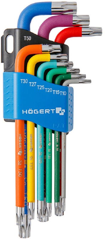 Sechsrundschlüssel 9-teilig Högert HT1W817 Winkelschlüssel Multicolor Innensechsrund