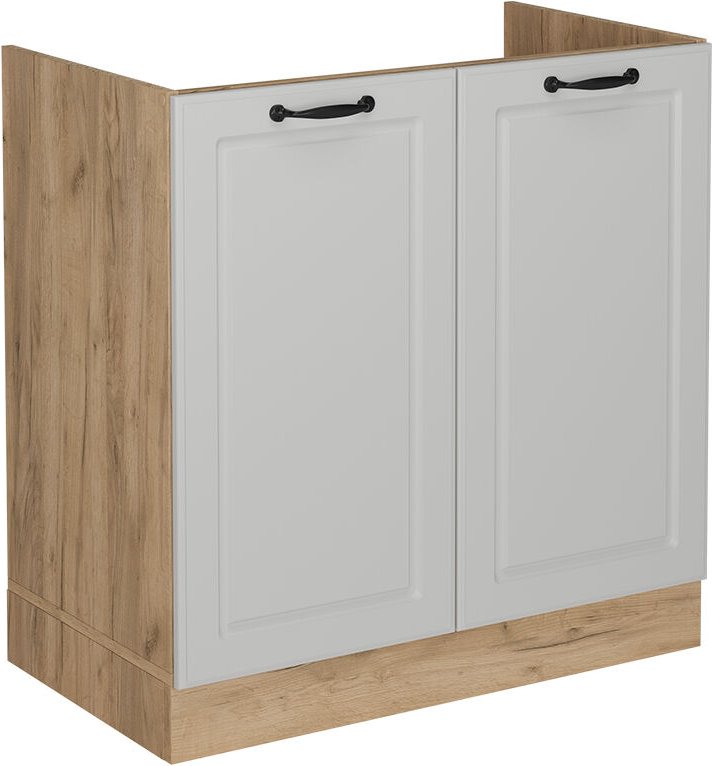 Spülenunterschrank R-Line, Weiß Landhaus, 80 cm ohne Arbeitsplatte Vicco