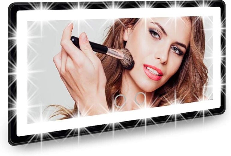 Kosmetikspiegel für die Sonnenblende im Auto mit wiederaufladbaren LED-Leuchten, 3 Beleuchtungsmodi und dimmbarem Touchs...