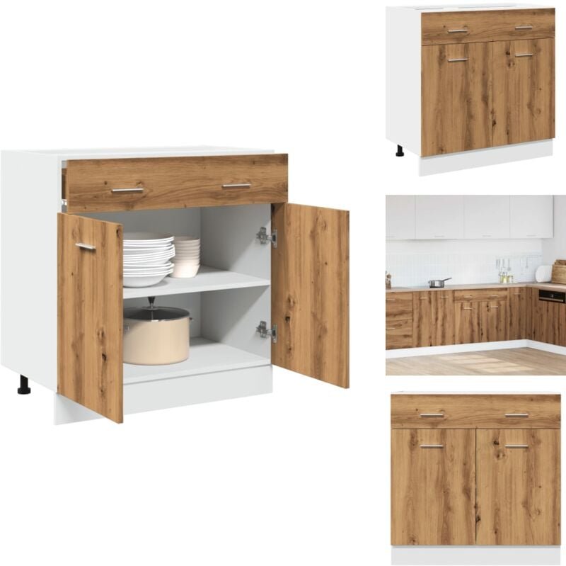 Schubunterschrank Artisan-Eiche 80x46x81,5 cm Holzwerkstoff - Küchenschrank - Küchenschränke - Küchenmöbel - Lagerschran...