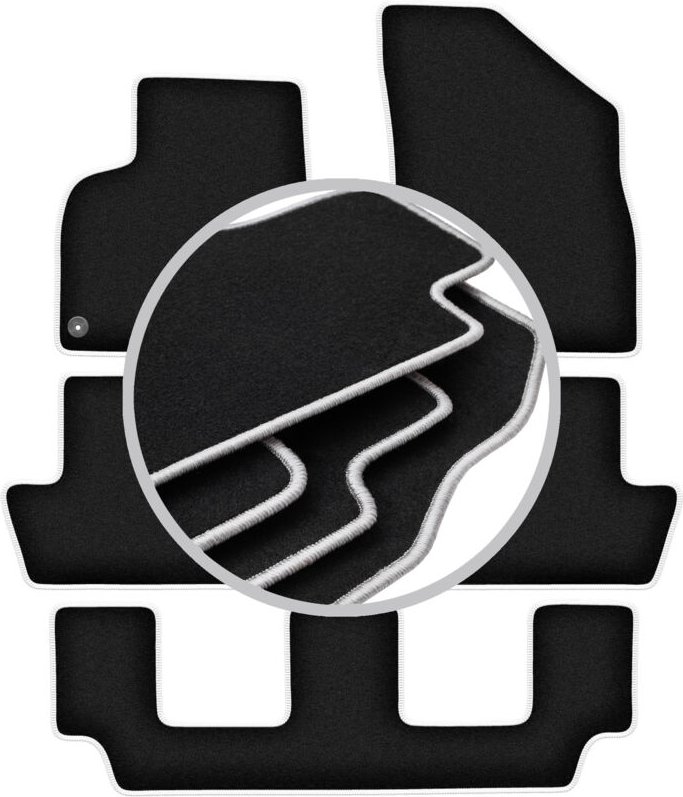 CARLUX-SILVER Autofußmatten für: Peugeot 5008 I 7 Personen (2009-2017)