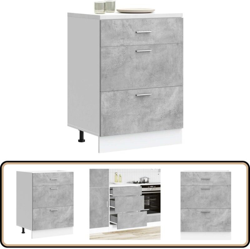Küchenunterschrank Betongrau Holzwerkstoff - Vidaxl