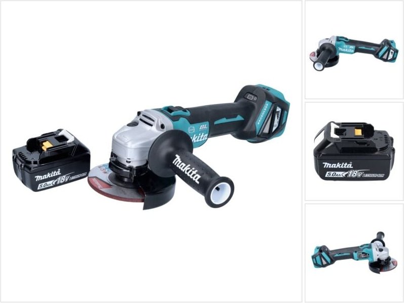 Dga 513 T1 Akku Winkelschleifer 18 v 125 mm Brushless + 1x Akku 5,0 Ah - ohne Ladegerät - Makita