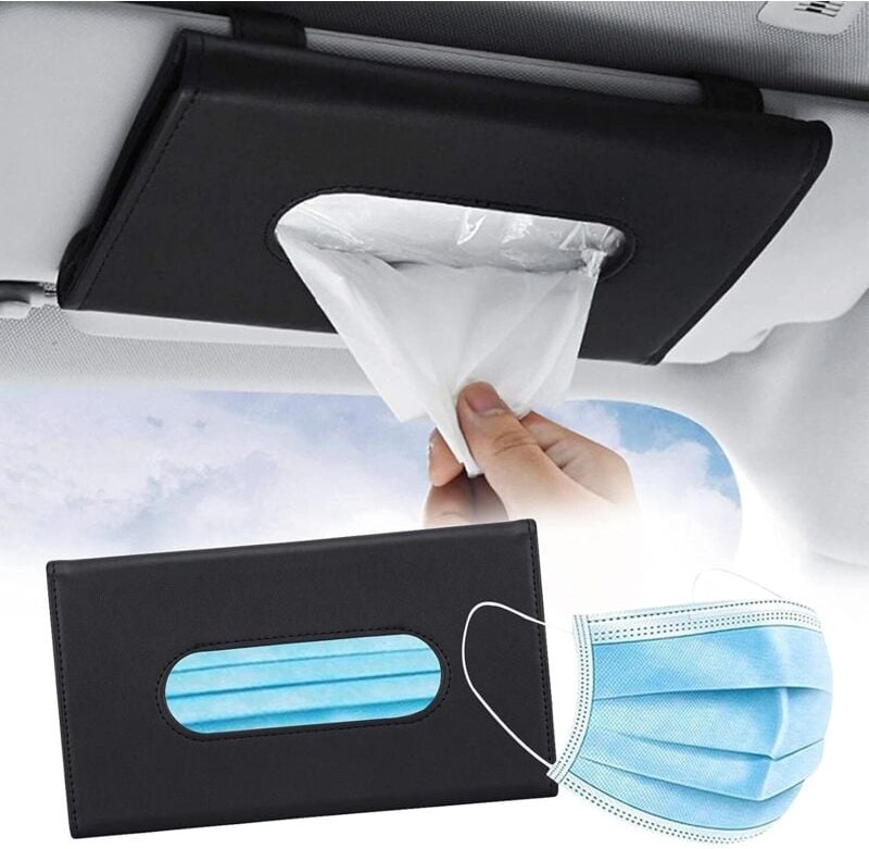 Thumbnail - Auto-Taschentuchbox für Sonnenblende, Taschentuchclip, Leder-Visier-Maskenhalter, Papierhalter, Autozubehör