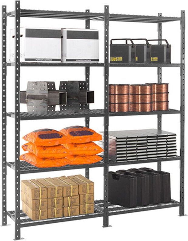 Regale mit Fachböden aus Gitter: Sprinklerstandard - 5 Ebenen - Startmodul - BxHxT: 1260x2500x800mm - RAYOSPR/5N/1280/D