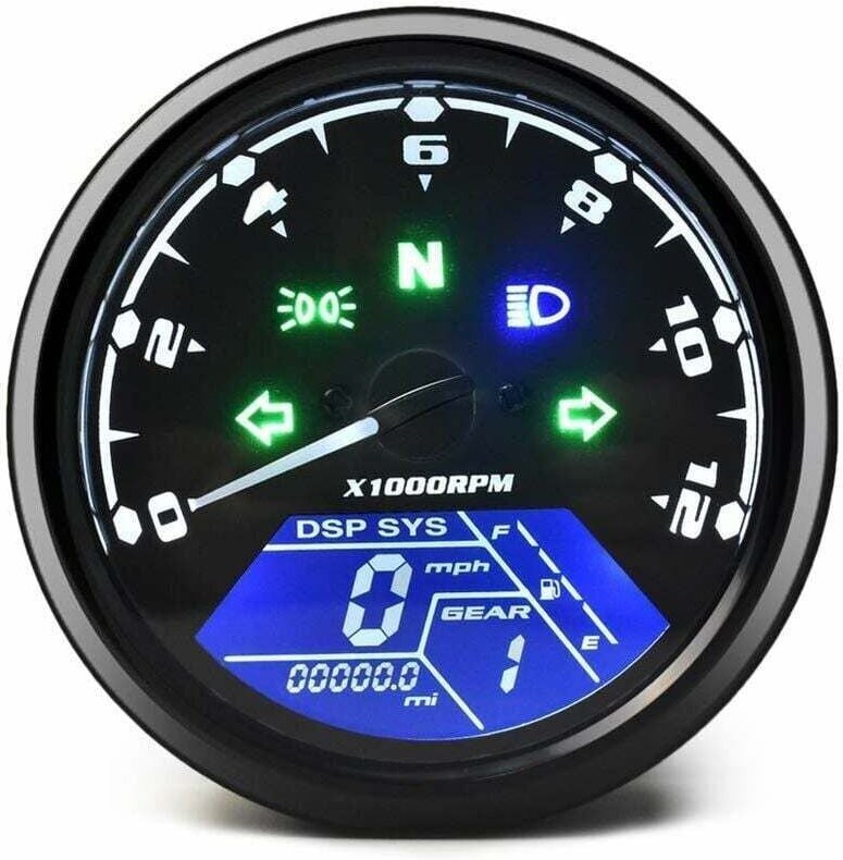 Ulisem Universal-Kilometerzähler für Motorräder, digitaler LCD-Tachometer, Drehzahlmesser mit Nachtlicht, kompatibel mit...