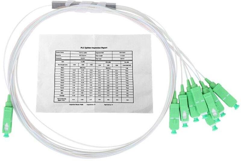 Divisor óptico plc tipo sm PipE de 1 x 8, accesorios para cables de red con baja pérdida de inserción