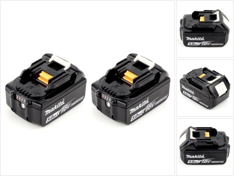 Thumbnail - Makita - bl 1850 b 18 v - 5 Ah / 5000 mAh Li-ion Akku mit led Anzeige - 2er Pack