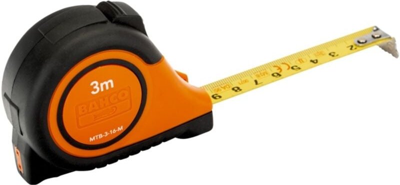 Bahco Maßband kurz mit Gummibeschichtung, magnetisch, metrisch und Zoll 8 m