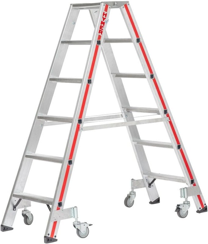 Hymer Stufenstehleiter mit Rollen 2x3 Stufen