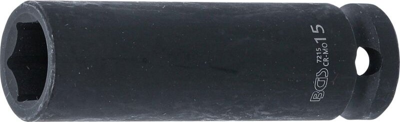 Kraft-Steckschlüssel-Einsatz Sechskant, tief Antrieb Innenvierkant 12,5 mm (1/2') sw 15 mm